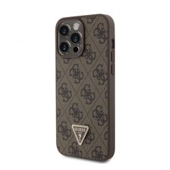   Guess 4G Strass Triangle Metal Logo tok, iPhone 15 Pro Max, Barna