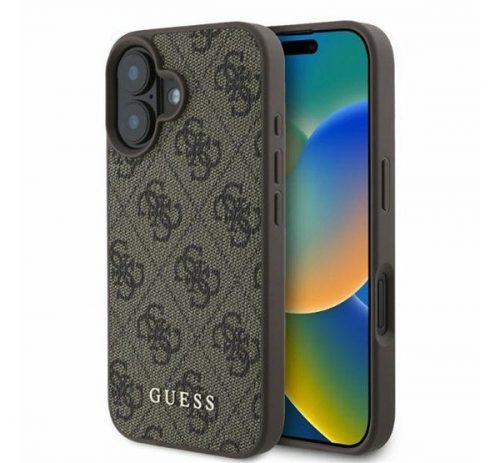 Guess 4G Classic Apple iPhone 16 hátlap tok, barna