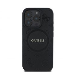   Guess Saffiano Peony Classic Logo Apple iPhone 16 Pro Magsafe kompatibilis hátlap tok, fekete