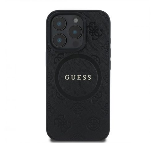 Guess Saffiano Peony Classic Logo Apple iPhone 16 Pro Magsafe kompatibilis hátlap tok, fekete