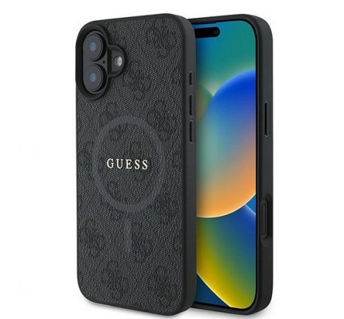 Guess 4G Ring Classic Logo Apple iPhone 16 Plus hátlap tok, fekete