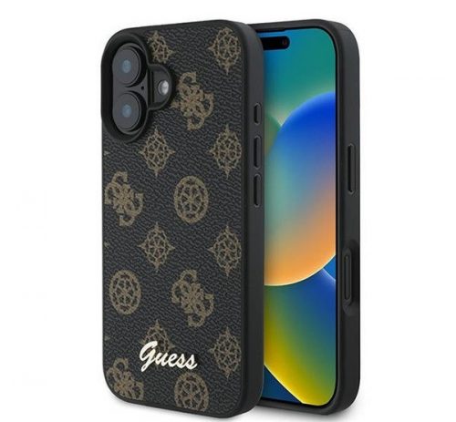 Guess Peony Script Apple iPhone 16 Plus MagSafe kompatibilis tok, fekete