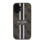 Guess 4G Printed Stripes MagSafe Apple iPhone 16 hátlap tok, barna