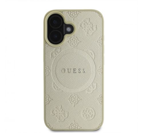 Guess Saffiano Peony Classic Logo Apple iPhone 16 Magsafe kompatibilis hátlap tok, arany