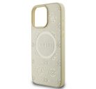 Guess Saffiano Peony Classic Logo Apple iPhone 16 Pro Max Magsafe kompatibilis hátlap tok, arany