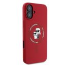 Karl Lagerfeld Silicone KC Heads Ring Apple iPhone 16 Plus hátlap tok, piros