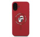 Karl Lagerfeld Silicone KC Heads Ring Apple iPhone 16 Plus hátlap tok, piros