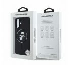 Karl Lagerfeld Silicone KC Heads Ring Apple iPhone 16 hátlap tok, fekete