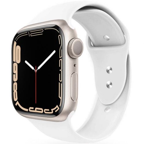 Apple Watch 4-6, SE, SE (2022) (42 / 44 mm) / Watch 7-9 (45 mm) / Watch Ultra 1-2 (49 mm), szilikon pótszíj, állítható, két lyukas rögzítés, TP IconBand, fehér