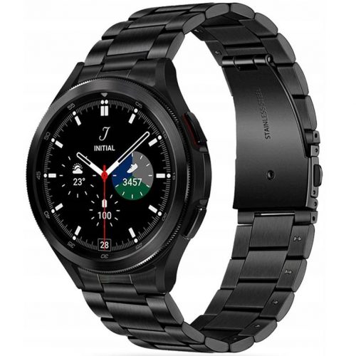 Samsung Galaxy Watch 4 / 5 / 5 Pro / 6 / 7 / FE (40 / 44 / 45mm) / Watch 4 Classic / 6 Classic (42 / 43 / 46mm), fém pótszíj, TP Stainless, fekete