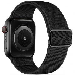   Apple Watch 4-6, SE, SE (2022) (42 / 44 mm) / Watch 7-9 (45 mm) / Watch Ultra 1-2 (49 mm), textíl pótszíj, állítható, TP Mellow, fekete