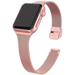   Apple Watch 4-6, SE, SE (2022) (38 / 40 mm) / Watch 7-9 (41 mm), fém pótszíj, milánói stílus, TP Thin Milanese, vörösarany