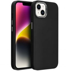   Realme C55, Szilikon tok, közepesen ütésálló, fémhatású kamera keret, Frame Case, fekete