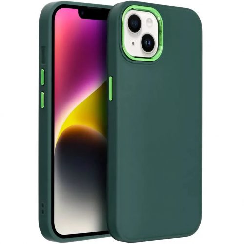 Realme C55, Szilikon tok, közepesen ütésálló, fémhatású kamera keret, Frame Case, zöld