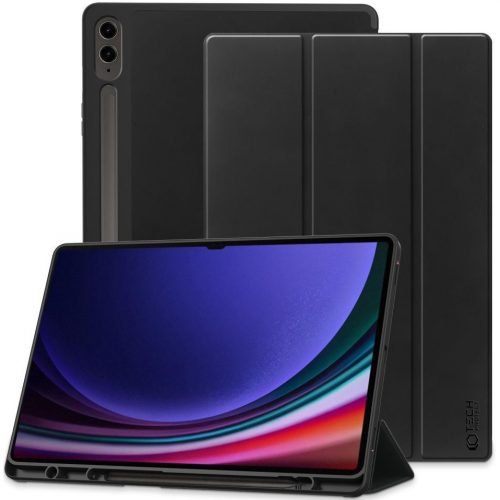 Samsung Galaxy Tab S9 FE Plus (12.4) SM-X610 / X616B, mappa tok, közepesen ütésálló, érintőceruza tartóval, Trifold, TP SC Pen, fekete