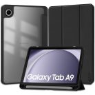 Samsung Galaxy Tab A9 (8.7) SM-X110 / X115, mappa tok, közepesen ütésálló, érintőceruza tartóval, átlátszó hátlap, Trifold, TP SC Pen Hybrid, fekete