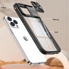 Apple iPhone 15 Plus, Műanyag hátlap + szilikon keret, átlátszó akril hátlap, kamera védelem, Wooze Trendy, sötétkék