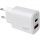 Hálózati töltő adapter, 45W, USB aljzat, USB Type-C aljzat, gyorstöltés, PD, QC, GaN, fehér