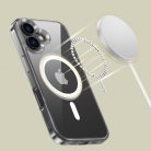 Apple iPhone 16, Műanyag hátlap védőtok + szilikon keret, Magsafe töltővel kompatibilis, FlexAir Hybrid Magsafe, átlátszó