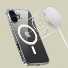 Apple iPhone 16 Plus, Műanyag hátlap védőtok + szilikon keret, Magsafe töltővel kompatibilis, FlexAir Hybrid Magsafe, átlátszó