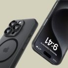 Apple iPhone 16 Pro Max, Műanyag hátlap védőtok + szilikon keret, közepesen ütésálló, Magsafe töltővel kompatibilis, Magslim Magsafe, áttetsző/fekete