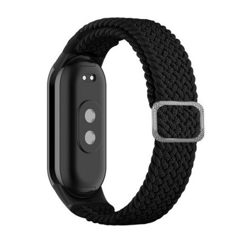 Xiaomi Mi Band 6, textíl pótszíj, állítható, szőtt stílusú, fekete