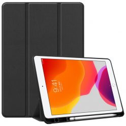   Samsung Galaxy Tab S9 FE Plus (12.4) SM-X610 / X616B, mappa tok, érintőceruza tartóval, Trifold, Wooze Trifold Pencil, fekete