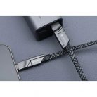 USB Type-C / USB töltő- és adatkábel 4in1, USB Type-C / Lightning, 100 cm, 3000 mA, 60W, változtatható töltőfej, törésgátló, lapos, gyorstöltés, cipőfűző minta, Forcell F-Energy C241, szürke