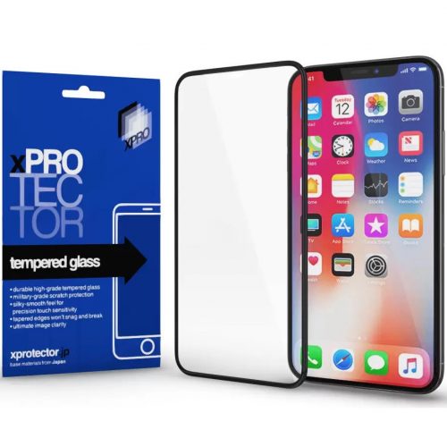 Apple iPhone XR / 11, Kijelzővédő fólia, ütésálló fólia (az íves részre is!), Tempered Glass (edzett üveg), Xprotector Full 3D, fekete