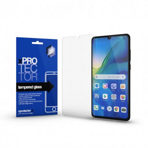 Huawei P30, Kijelzővédő fólia, ütésálló fólia (az íves részre NEM hajlik rá!), Tempered Glass (edzett üveg), 0.33, Xprotector, Clear