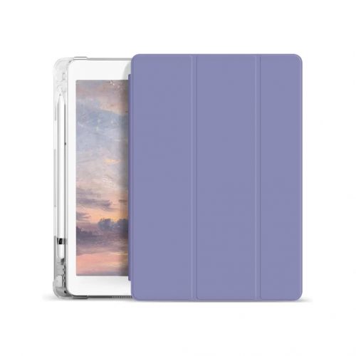 XPRO™ Smart Book tok pencil tartóval és teljesen átlátszó szilikon hátlappal lila Apple Ipad 10,2" 2019 készülékhez