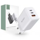 Tech-Protect PD65W / QC3.0 Hálózati Töltő adapter 1*USB-A, 2*USB-C fehér 934517