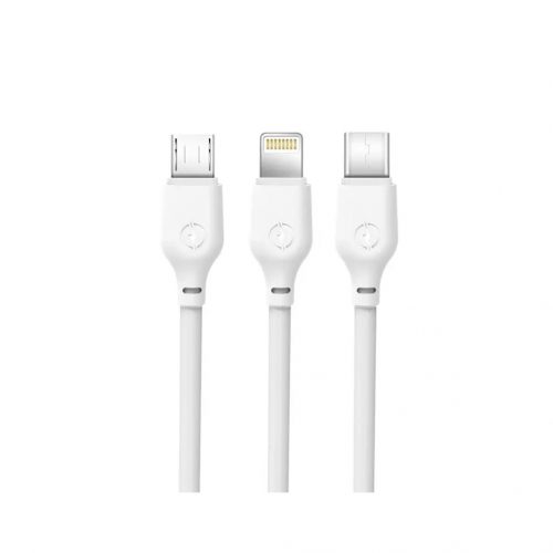 XO NB103 3in1 töltőkábel USB to Micro USB / Type-c / Lightning 1M 2,1A Fehér