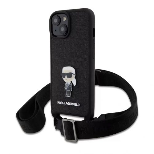 Karl Lagerfeld tok + crossbody strap fekete KLHCP15SSASKNPBK Apple Iphone 15 készülékhez