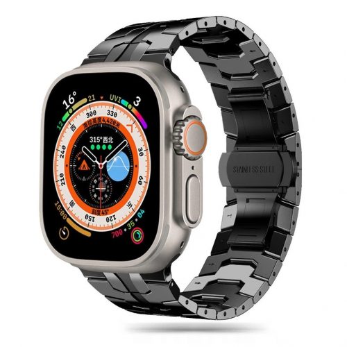 Tech-Protect STAINLESS LINE rozsdamentes acél óraszíj Fekete, Apple Watch 42mm / 44mm / 45mm / 49mm készülékhez