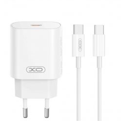   XO CE25 Hálózati Töltő szett PD25W 1*USB-C + USB-C / USB-C Fehér kábel